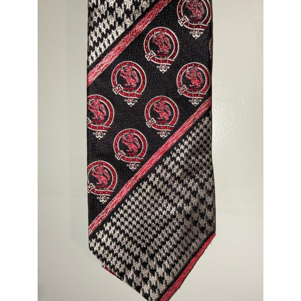 Givenchy Tie Mens Black Red Houndstooth Lion Crest Silk Luxury Designer France